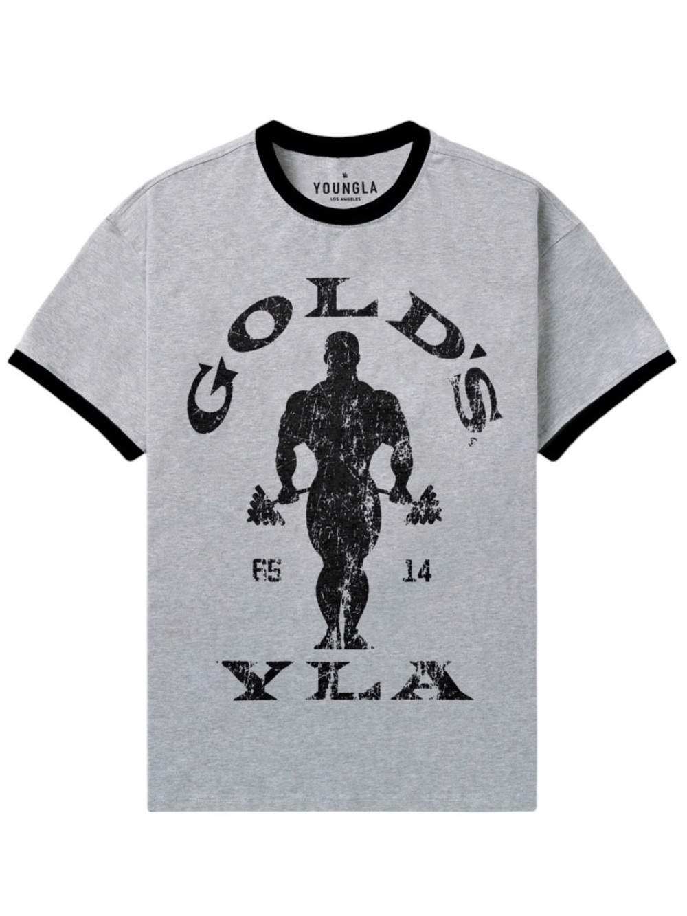 YoungLA 4009 Golds Gym Ringer Tee Grey Size Large